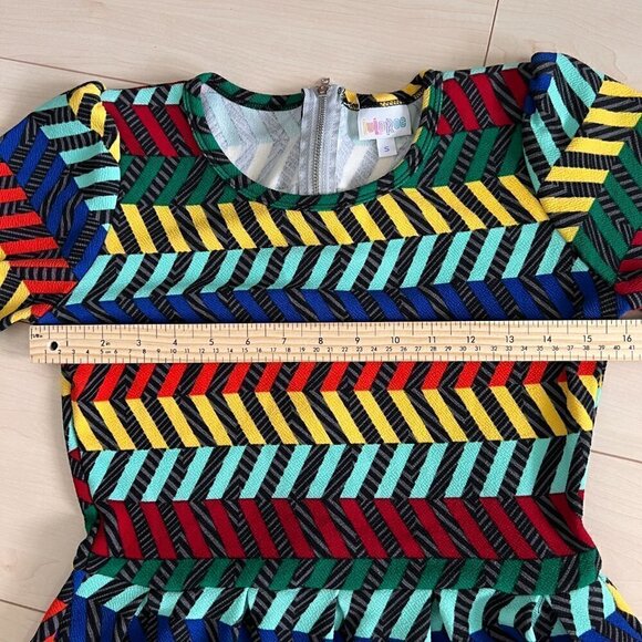 LuLaRoe Amelia Dress Fit & Flare Midi Dress Multicolour Chevron Sz S - Picture 5 of 9
